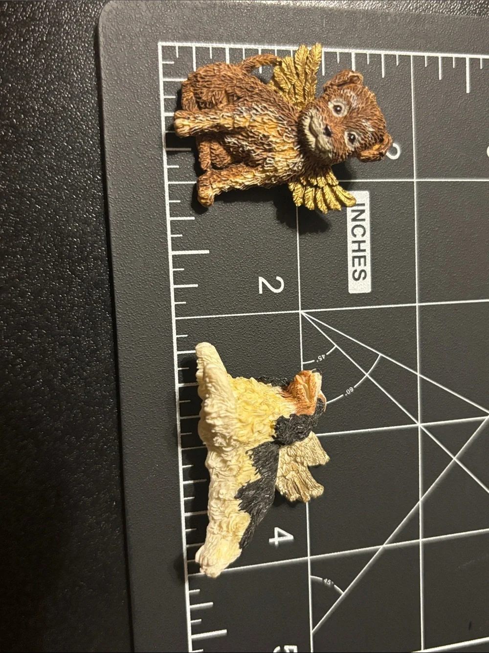 Terrier & Cocker Spaniel Angel Wing Dogs memorial Brooch Pin - Gold & Brown